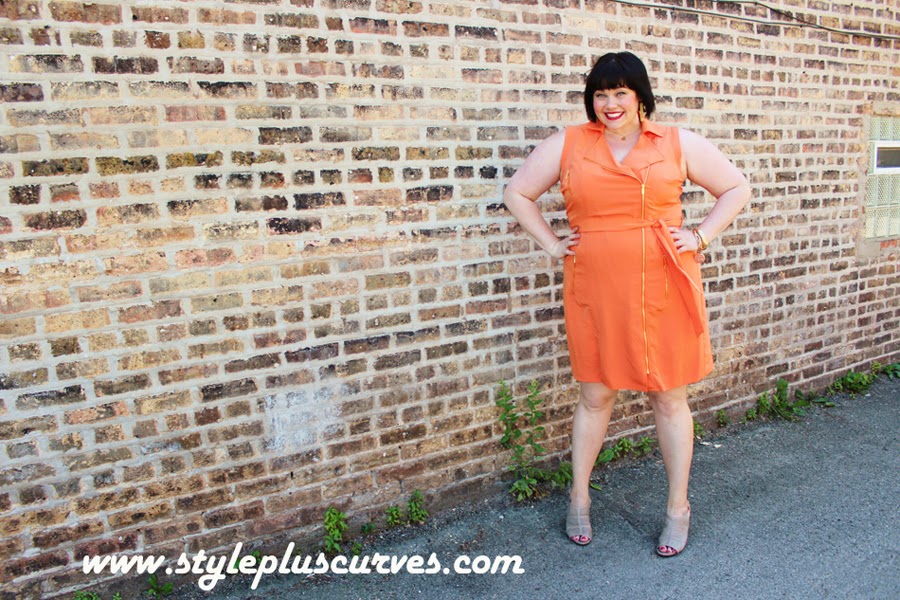 Orange is the New Black: Plussize Calvin Klein Orange Zip Front Moto Dress