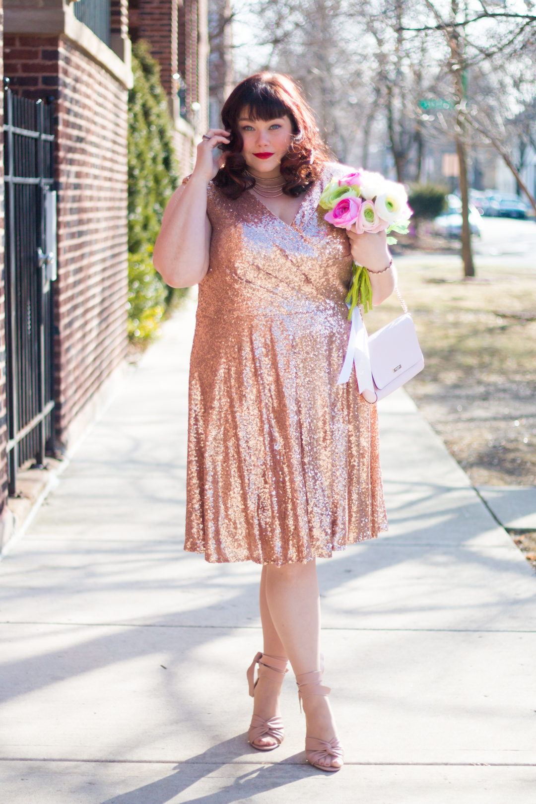 plus size pink sequin dress