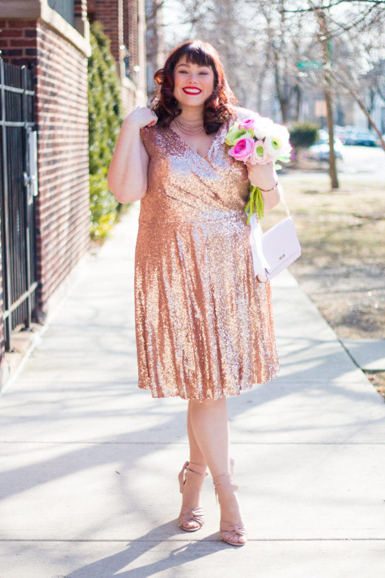 Plus Size Valentines Style Pink Sequin Cocktail Dress From Sydneys