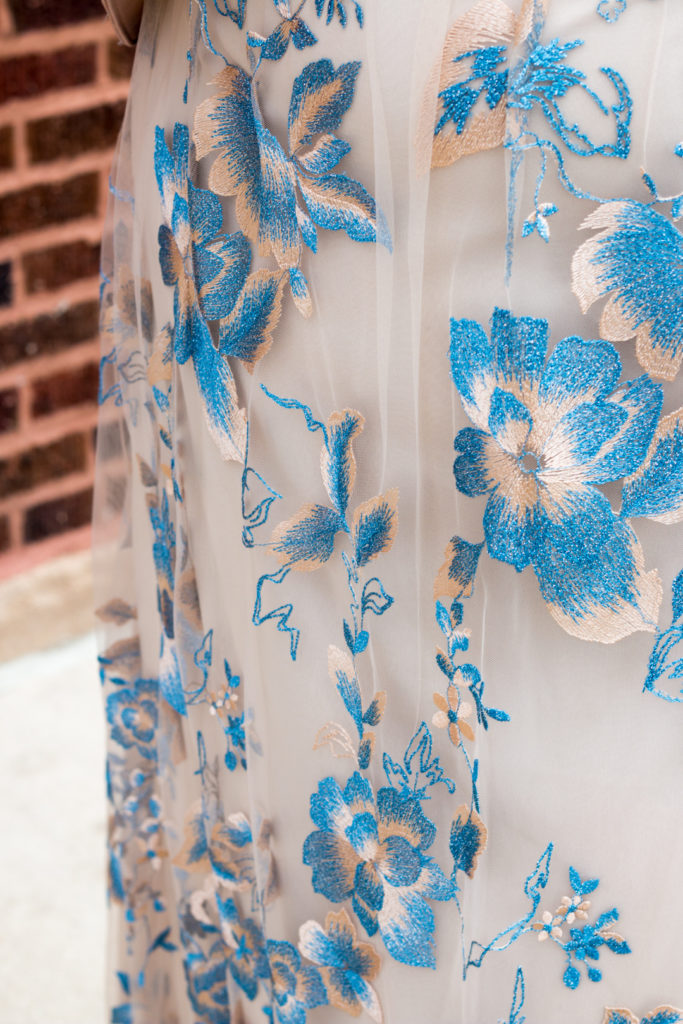 embroidered mesh gown