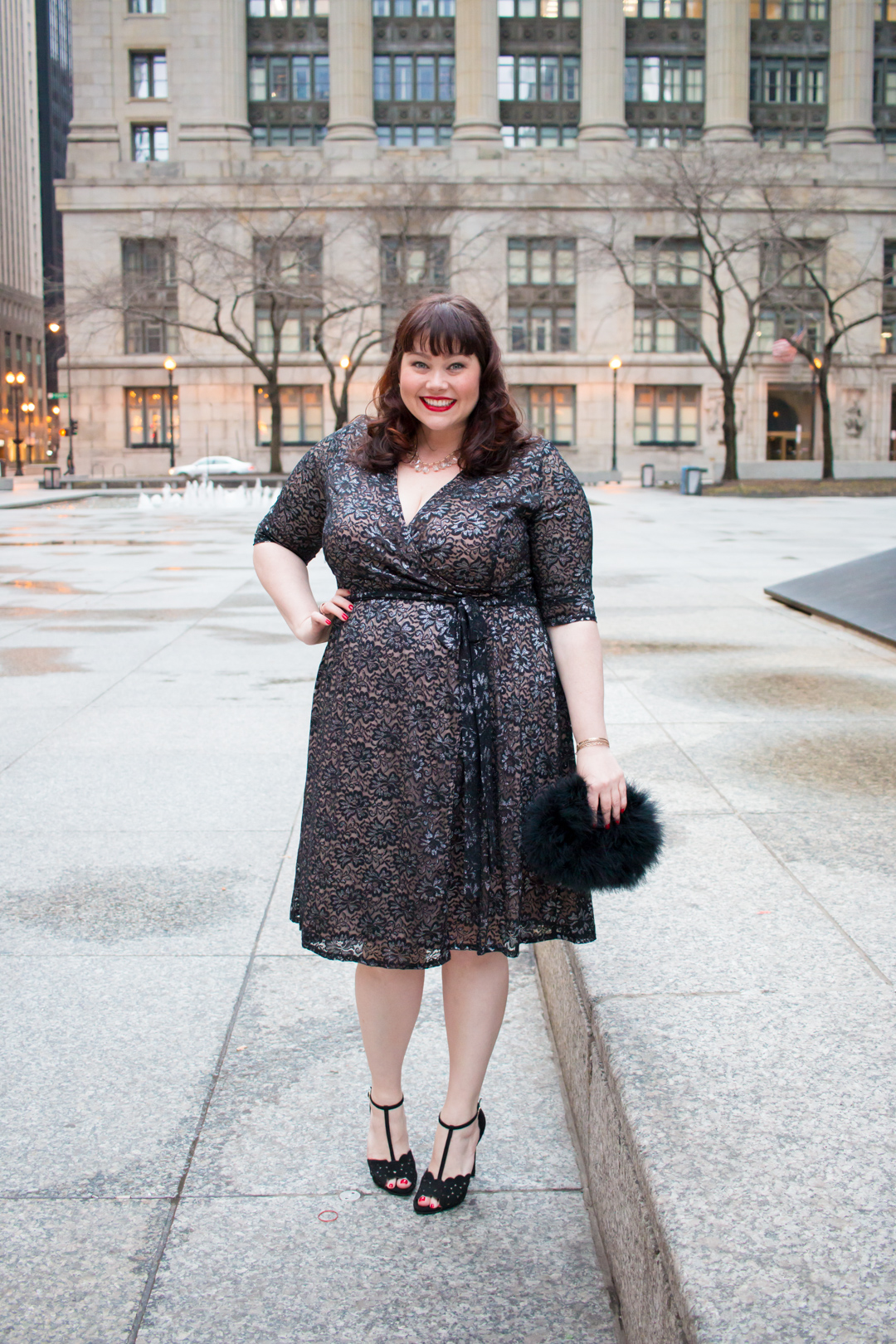 Size Cocktail Attire: Glittering Affair Wrap Dress from Kiyonna