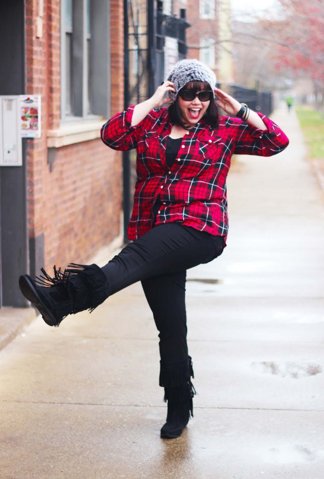 Plus Size Winter Wardrobe: Fringe and Plaid from Fullbeauty.com