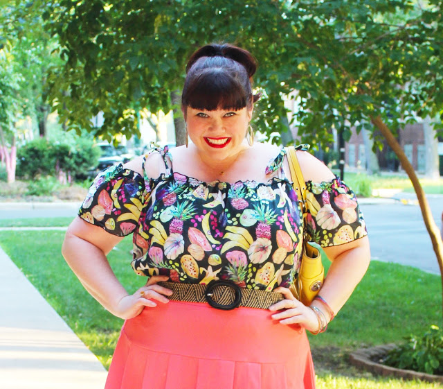 Plus Size Blogger Amber from Style Plus Curves in Rachel Antonoff and Gwynnie Bee Fruit Top