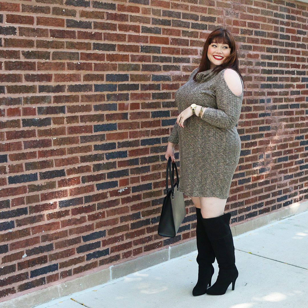 Chicago Plus Size Blogger Amber from Style Plus Curves in an Addition Elle Love & Legend Plus Size Sweater Dress
