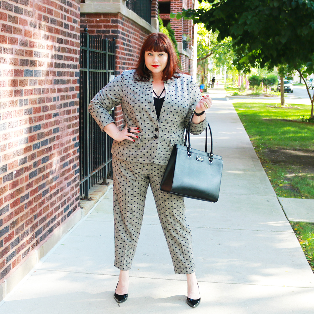 Plus Size polka dot suit from Lane Bryant
