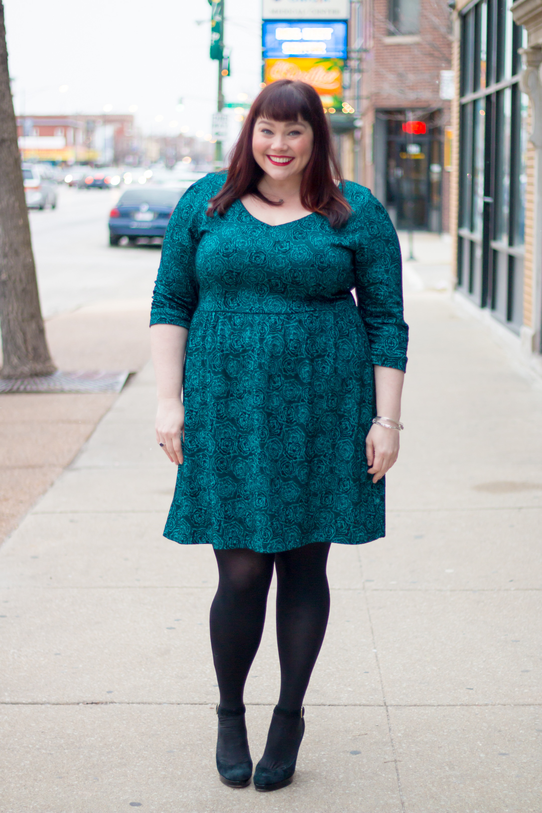 Plus Size Blogger Amber from Style Plus Curves in a Melissa Masse Dress from Gwynnie Bee