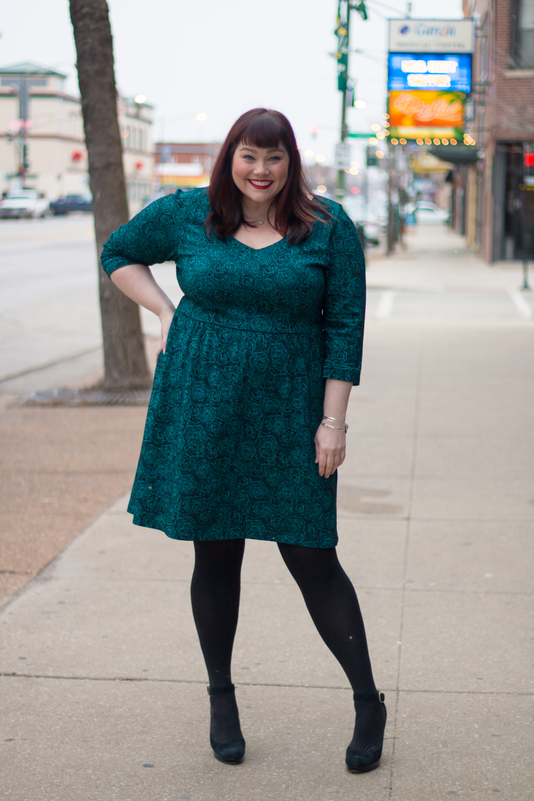 Plus Size Blogger Amber from Style Plus Curves in a Melissa Masse Dress from Gwynnie Bee
