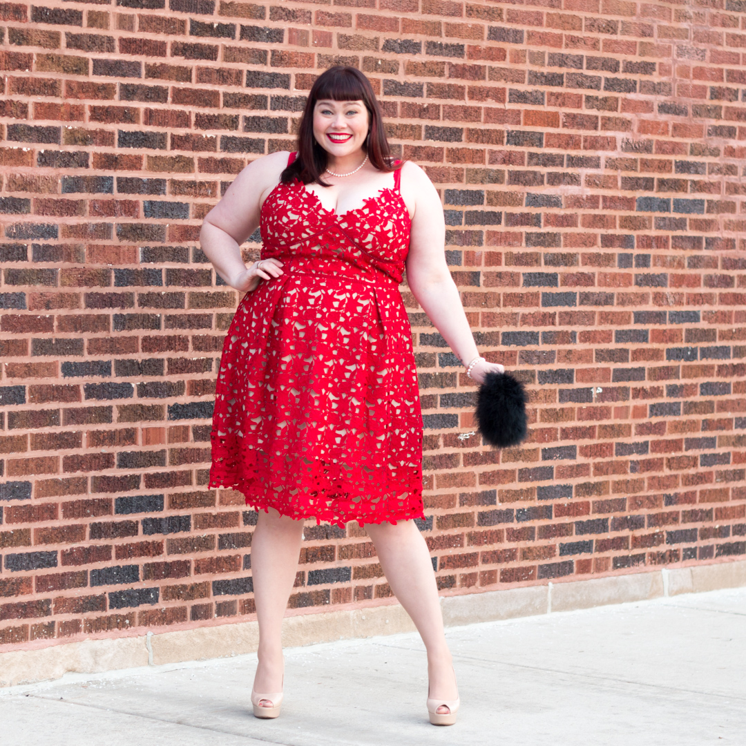Støjende Blot Slør Red Hot Lace: Plus Size Dress from City Chic