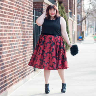 Sydney's Closet Gabriella Party Dress Red and Black Floral