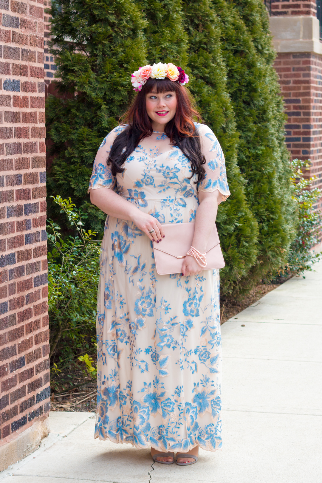 Chicago Blogger in Adrianna Papell Plus Size Gown from Nordstrom