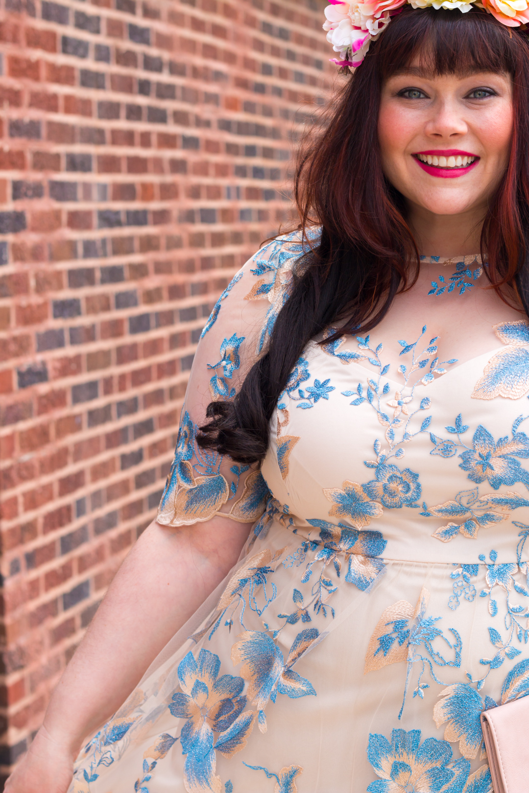 Plus Size Blogger in Adrianna Papell Plus Size Gown from Nordstrom