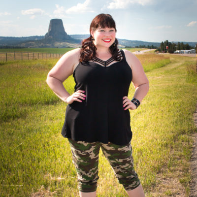 Loralette Goes to Wyoming: Plus Size Camo Pants and Black Tank