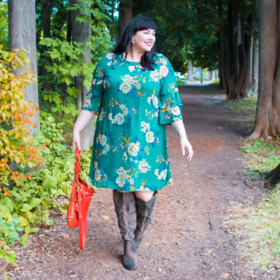 Plus Size Fall Fashion Find: Avenue Green Floral Swing Dress