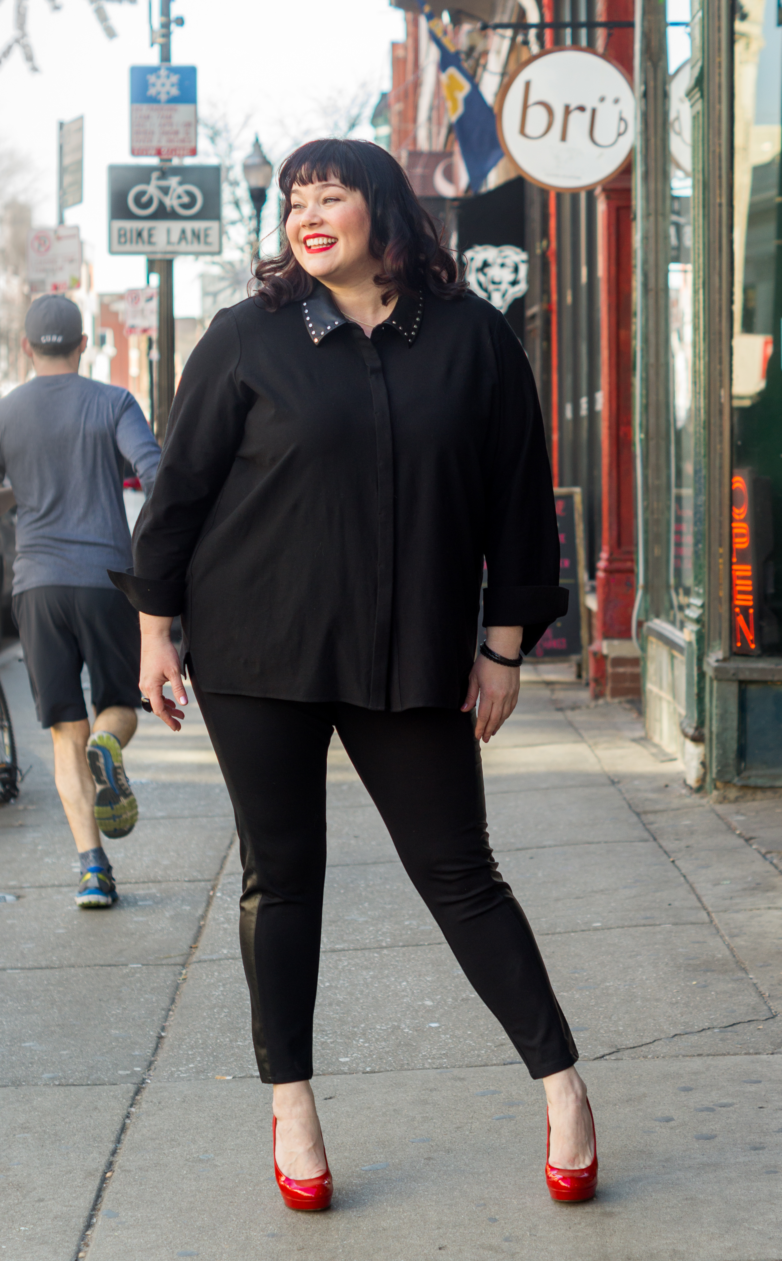 Misook, faux leather stud collar blouse, Plus Size Style, Plus Size Fashion, Style Plus Curves, Chicago Blogger, Chicago Plus Size Blogger, Plus Size Blogger, Amber McCulloch