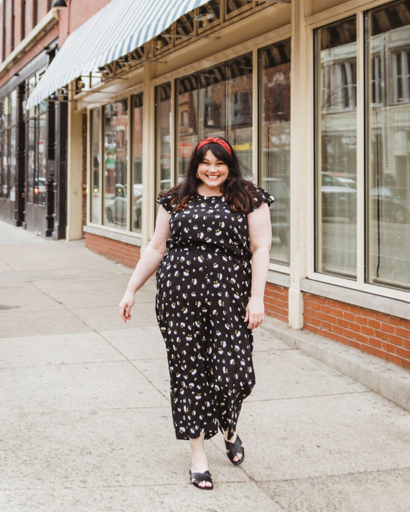 Plus Size Jumpsuit modeled by Amber