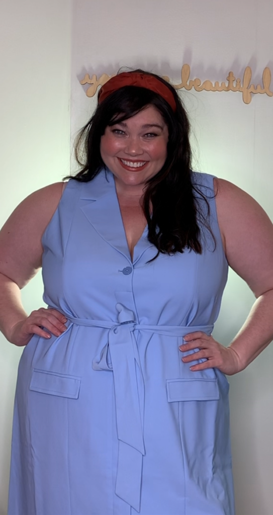 All Worthy Blazer Dress in Blue from Hunter McGrady's new QVC Collection