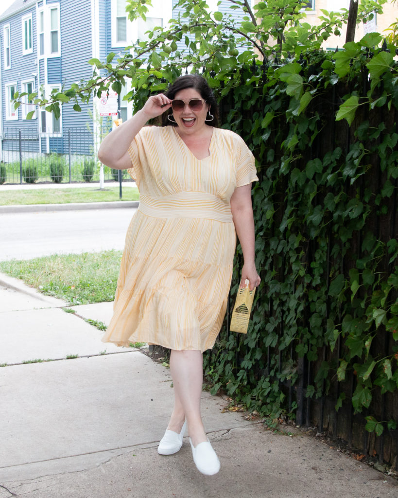easy summer dresses for plus size women, fit and flare plus size dress, lane bryant yellow dress