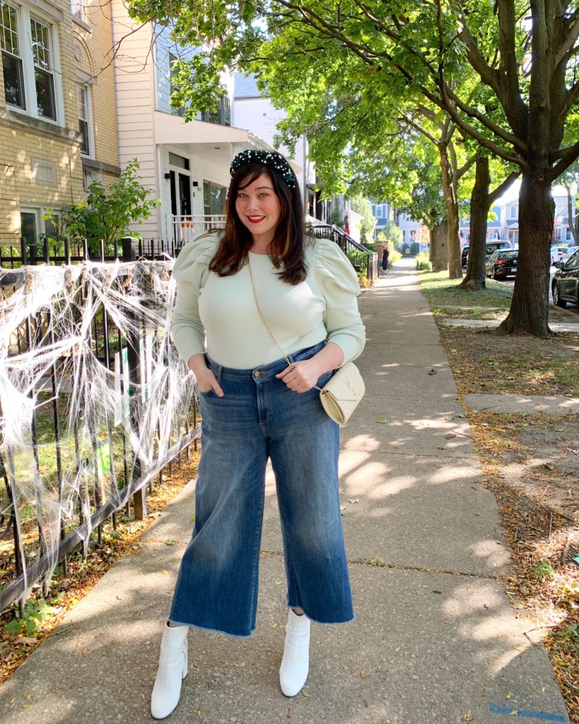 Plus Size Puff Sleeve Top Fall Outfit