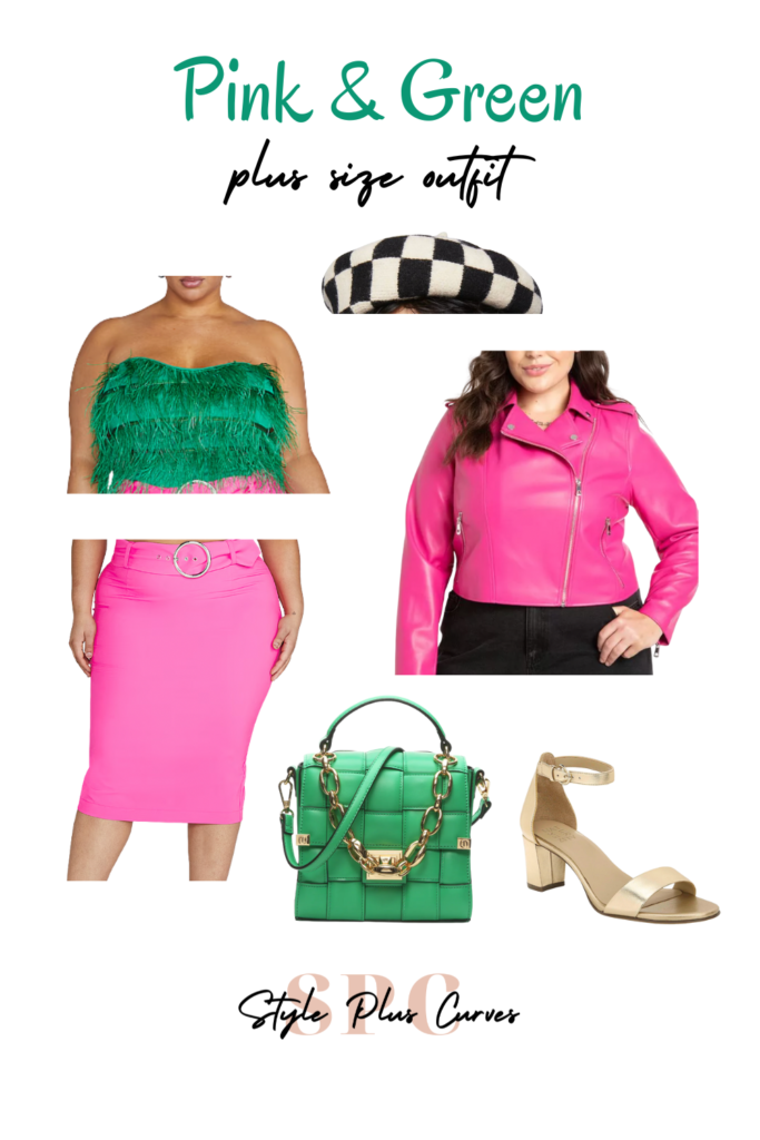 Pink and Green plus size outfit