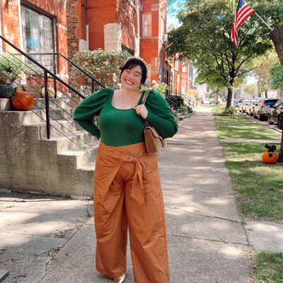 Plus Size Green and Tan Fall Outfit