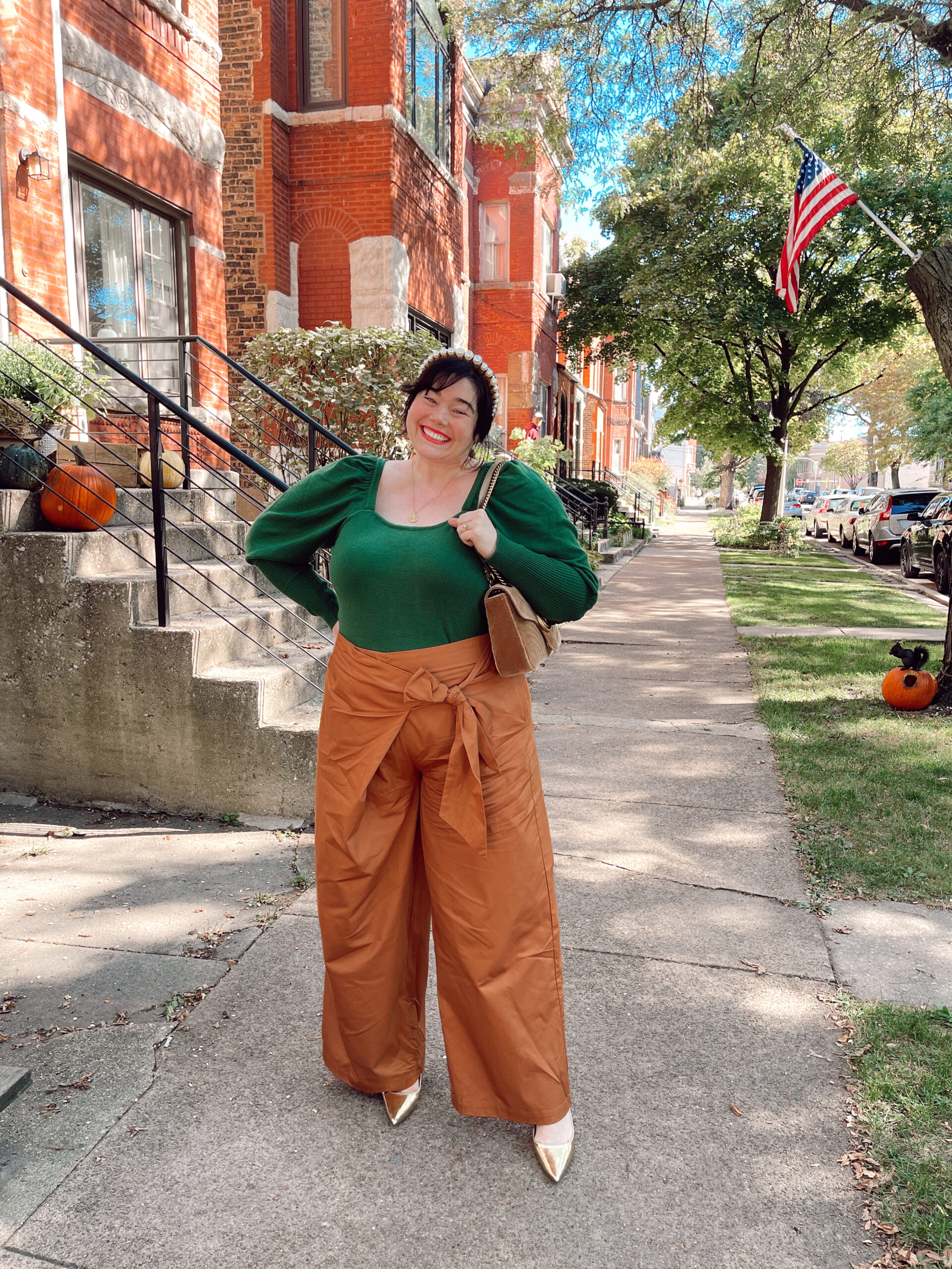 Plus Size Green and Tan Fall Outfit
