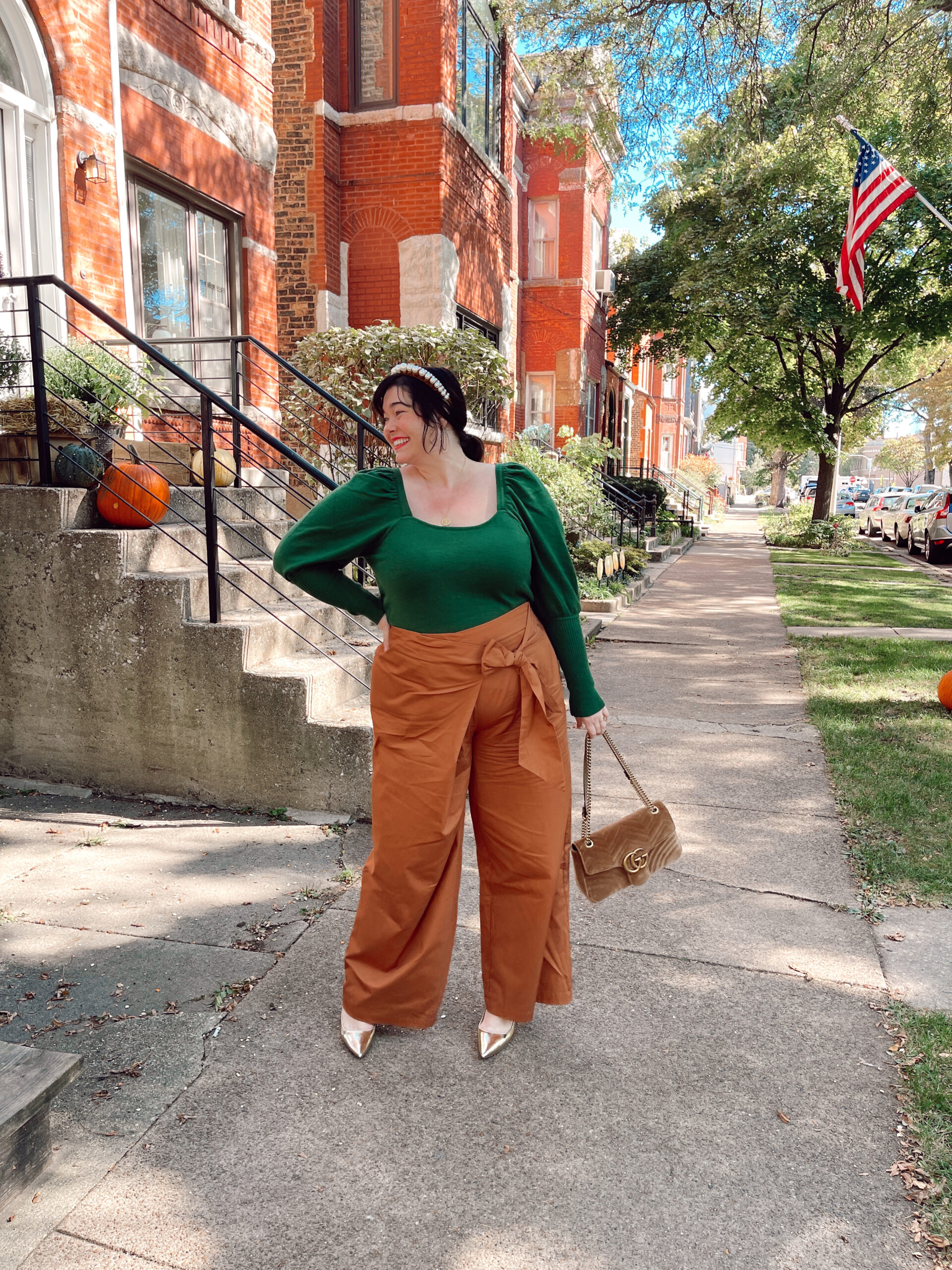 plus size green and tan outfit for fall