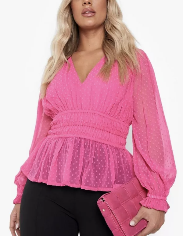 Pink Chiffon Bow Blouse