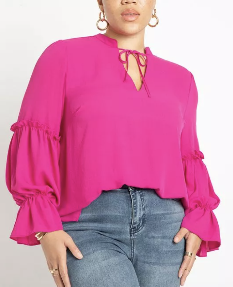 Pink Chiffon Bow Blouse