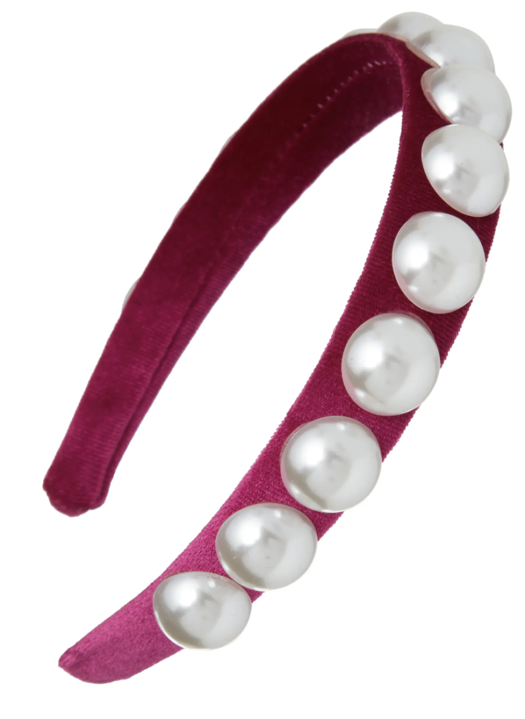 Pink Headband with Pearls