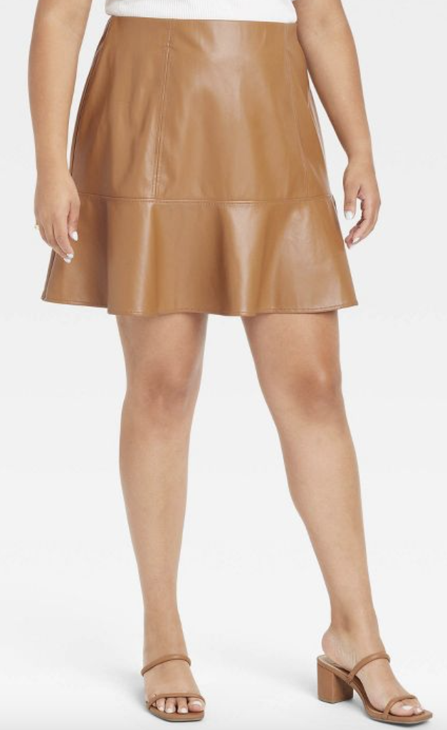 Brown Faux Leather Skirt