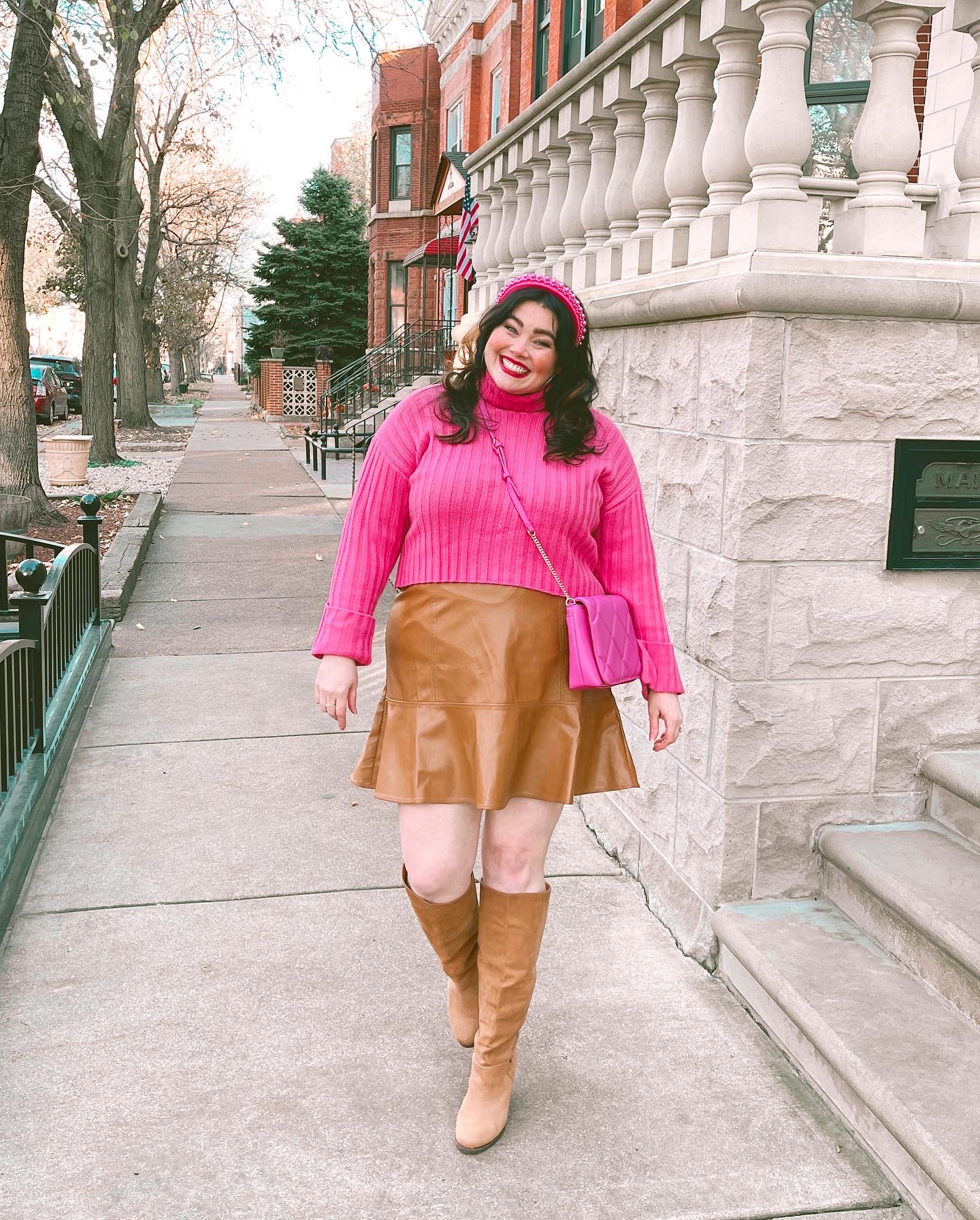 <strong>Pink and Brown Plus Size Outfit</strong>