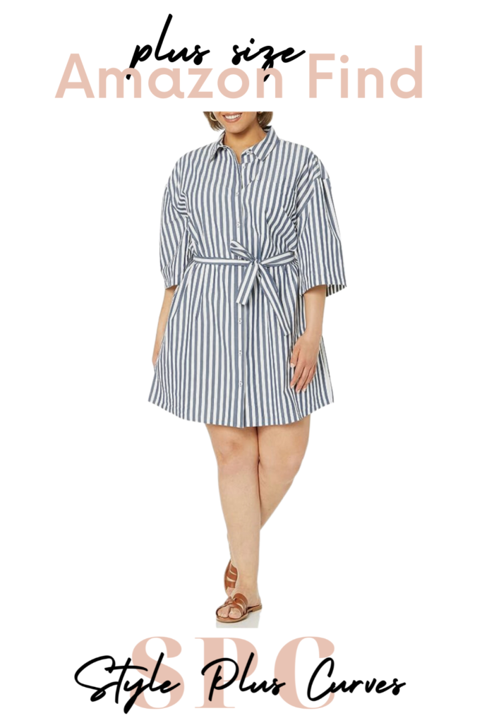 plus size striped and belted dress