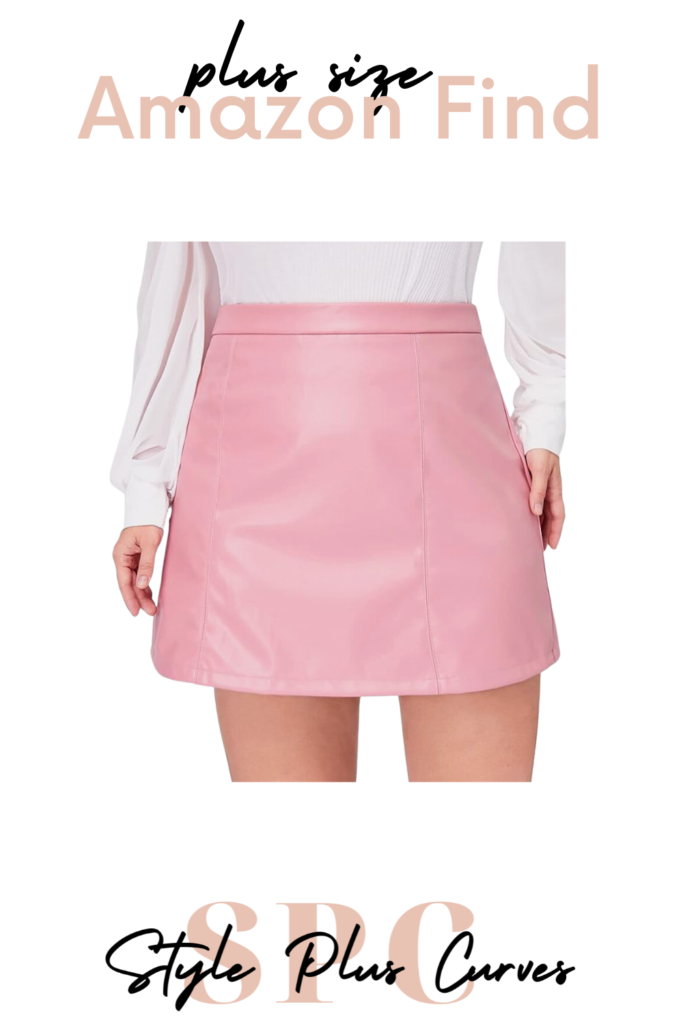 Plus Size Pink Leather Skirt