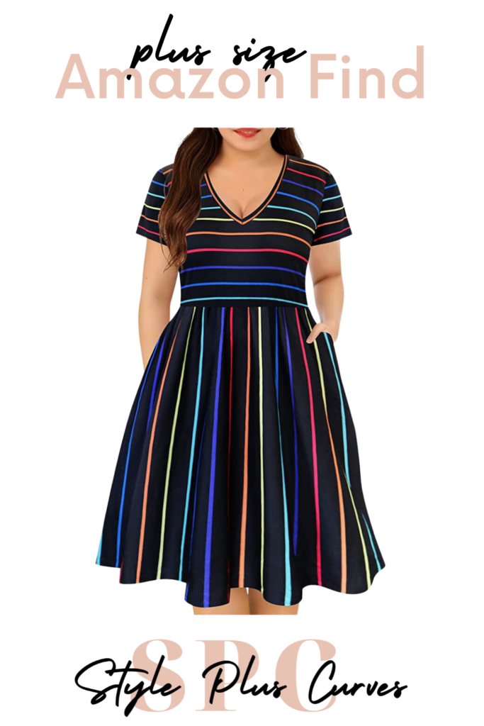 plus size rainbow striped dress
