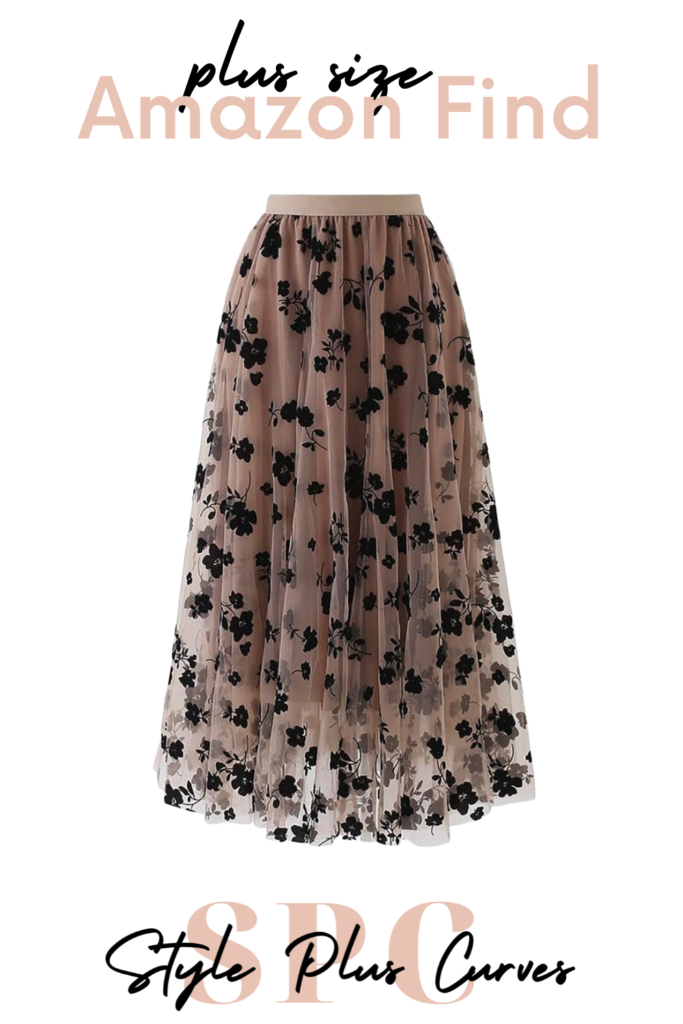 Plus Size Sheer Tulle with Black Floral Skirt