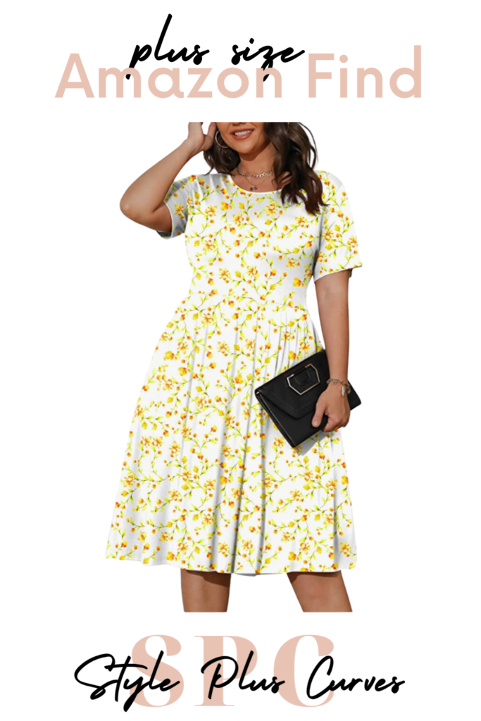 plus size yellow flower dress
