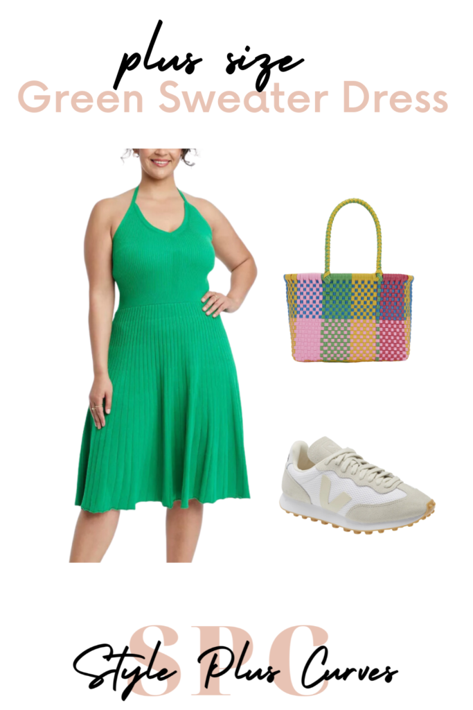 plus size green sweater dress outfit