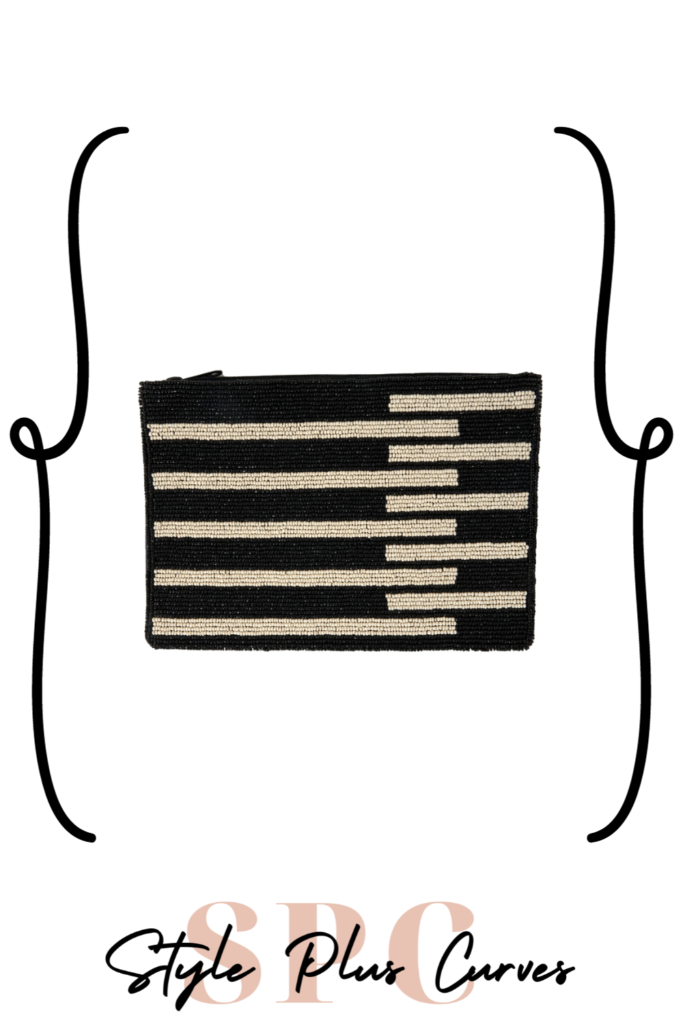 striped beaded clutch