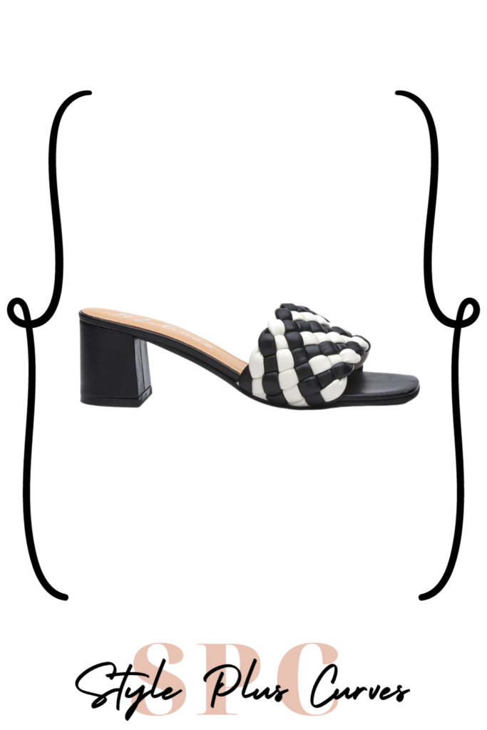 Black and White Woven Heeled Sandal