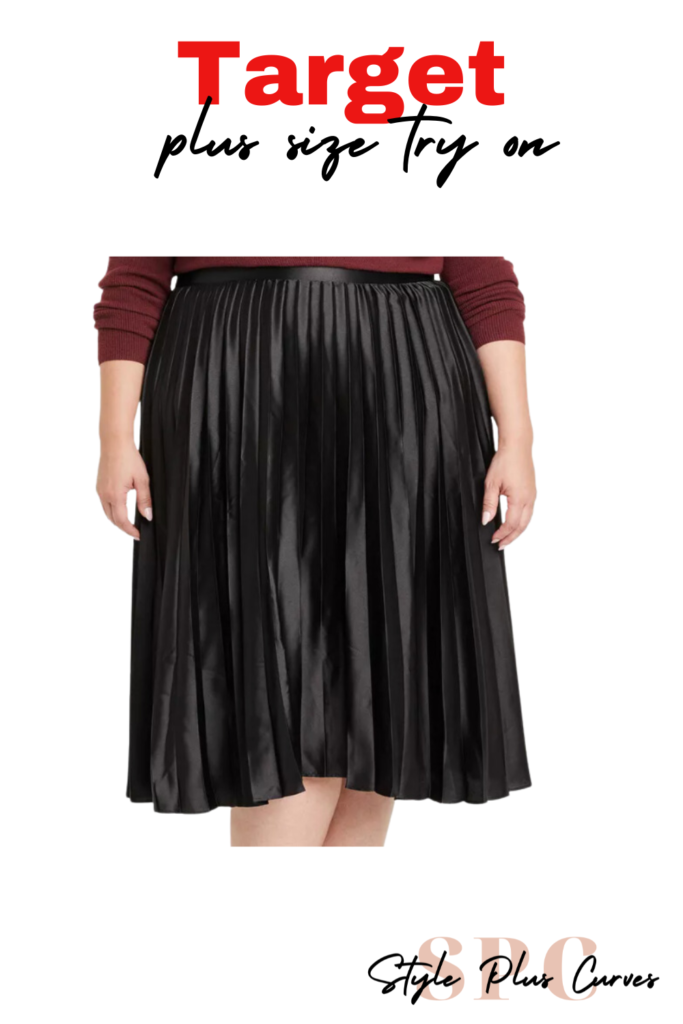 Plus Size Black Pleated Skirt