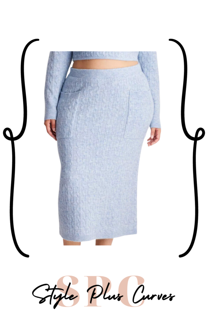 Plus Size Light Blue Sweater Skirt