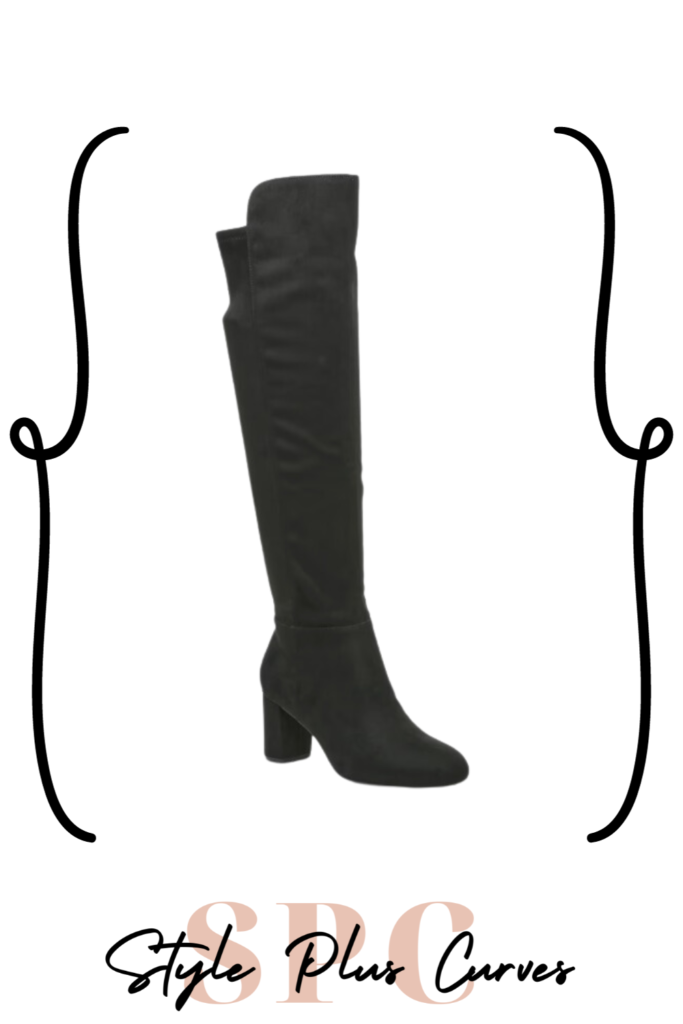 Wide Calf Black Heeled Over the Knee Boot