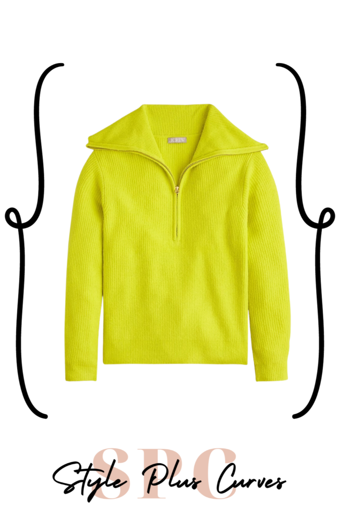 Plus Size Bright Yellow Half Zip Sweater