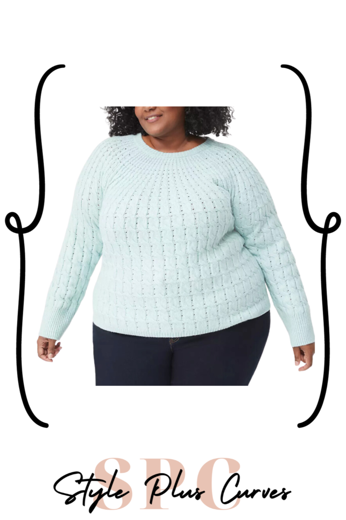 Plus Size Light Blue Cable Sweater