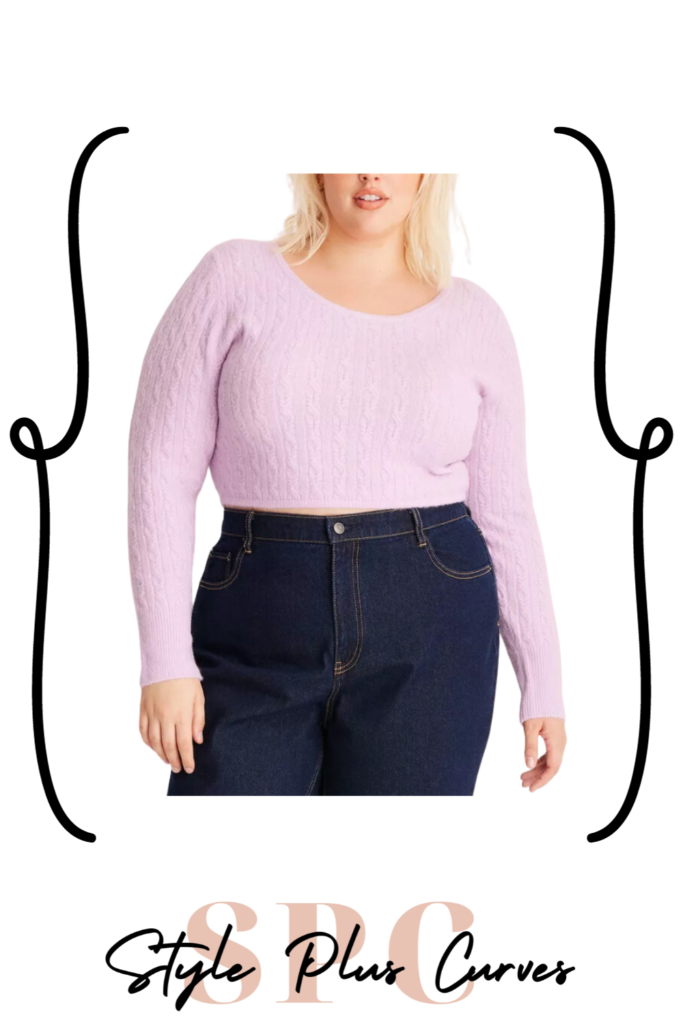Plus Size Light Lilac Cropped Sweater