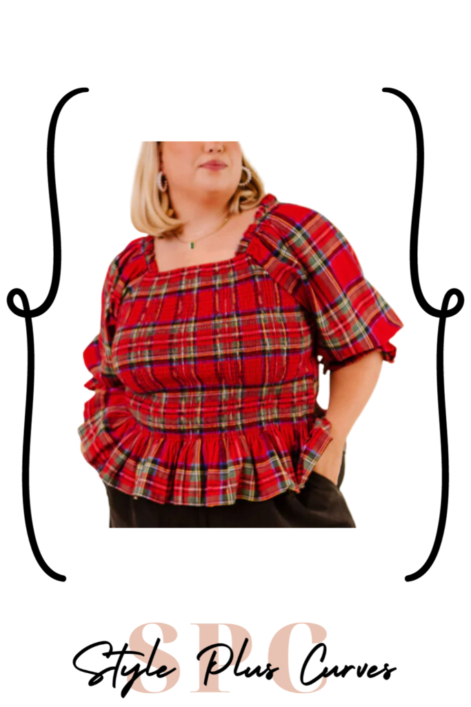 Plus Size Holiday Plaid Top