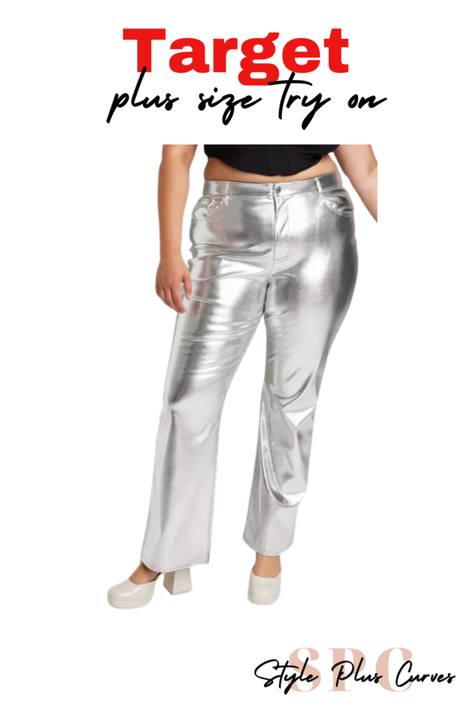 Plus Size Metallic Flare Pants