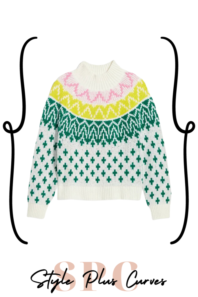 Plus Size Mock Neck Multi-Colored Sweater