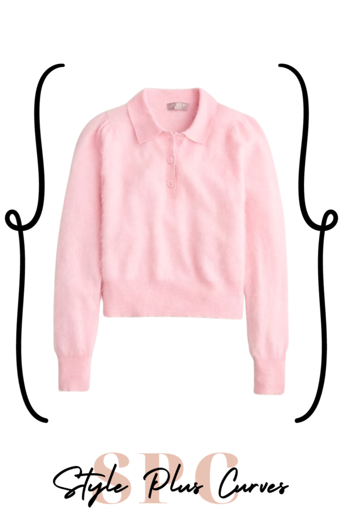 Plus Size Pink Cashmere Sweater-Polo