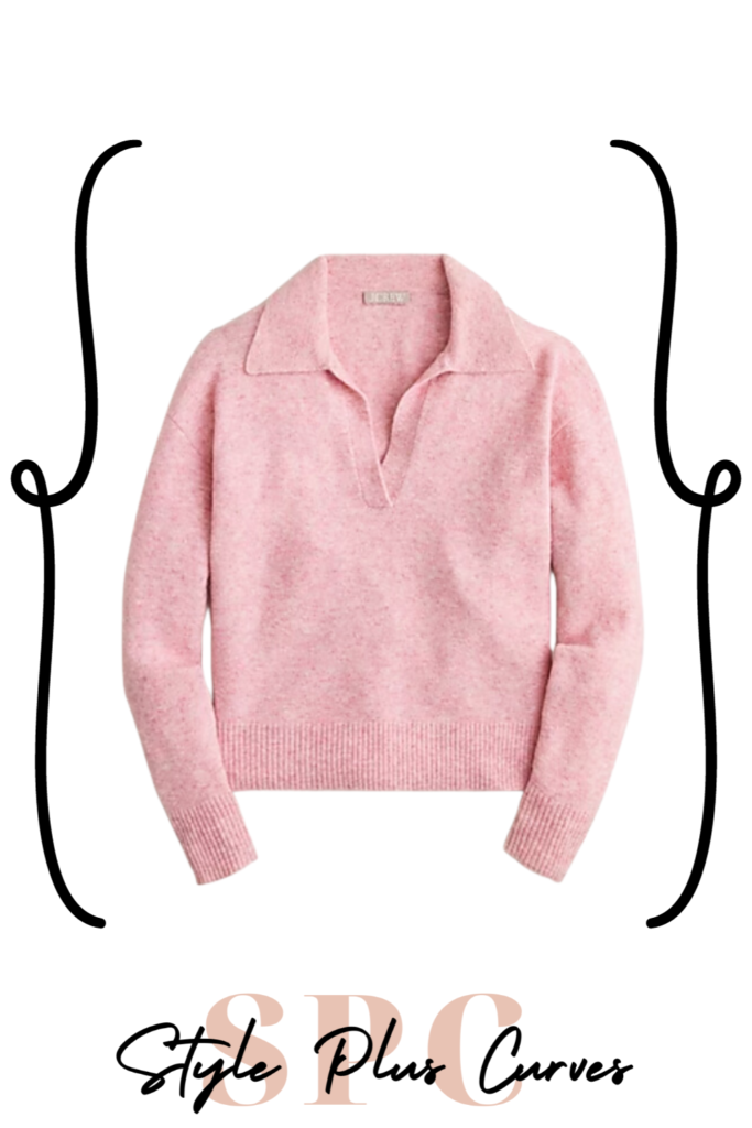 Plus Size Pink Collared V-Neck Sweater